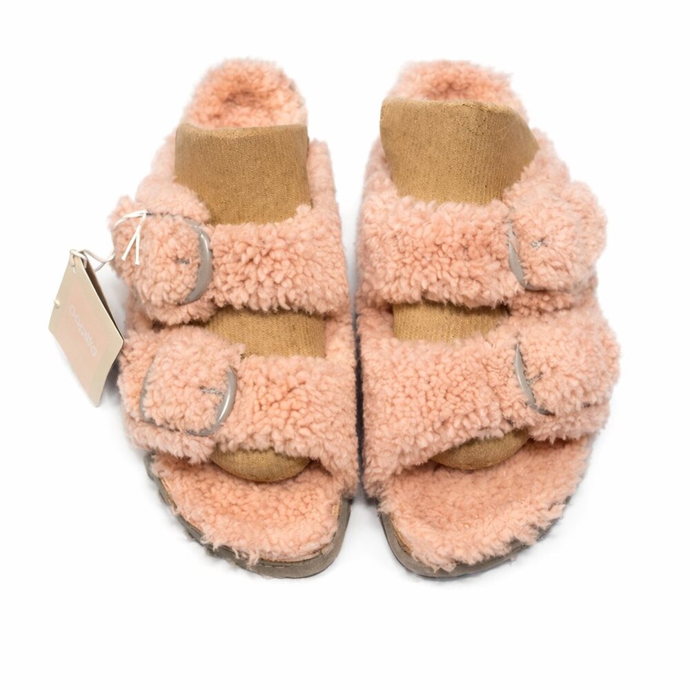 NWT Birkenstock Papillio Arizona Big Buckle Teddy Rose Platform EU 41